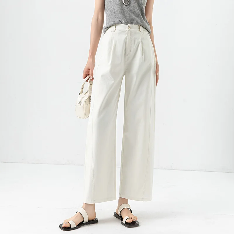 

Small Nine-point Scimitar Pants Women's Summer Thin Elastic Waist Covering Hips and Thin Lyocell Cotton Casual Pants