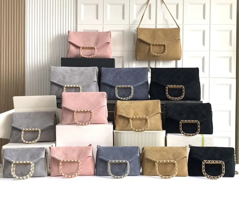 

wholesale price luxury designer shoulder bag clutch flap tote purse double letters solid velour thread square stripes