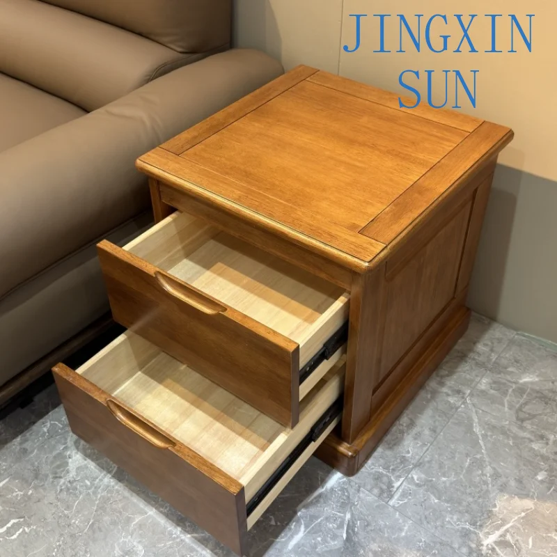 bedside table solid wood hidden dark layer drawer bedside insurance storage cabinet bedroom intelligent multi-function