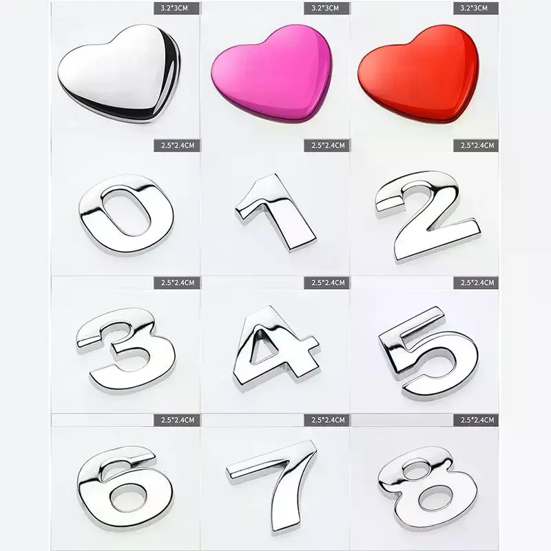 Chrome 3D Car Letter Number Stickers Zinc Alloy Rustproof Emblem DIY Custom Alphabet for Auto Body Motorcycle Window Home Decor