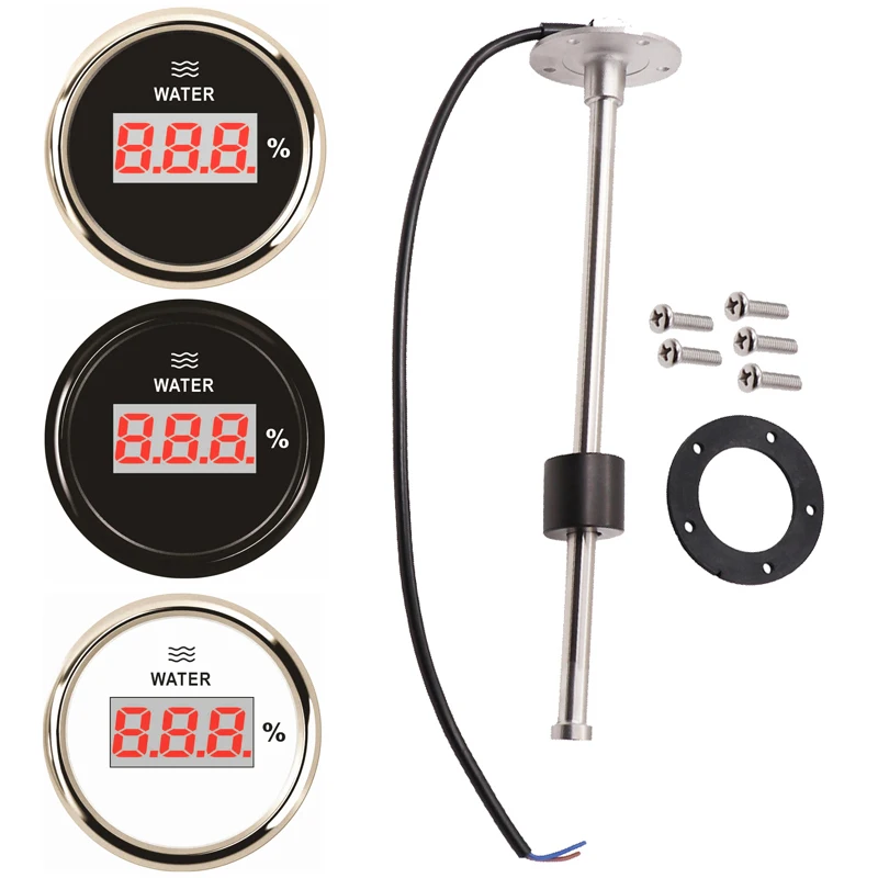 0-190ohm Digital Water Level Gauges 52mm 100 150 200 250 300 350 450mm Water Level Sensors Sending Unit for Auto Boat Truck Bus