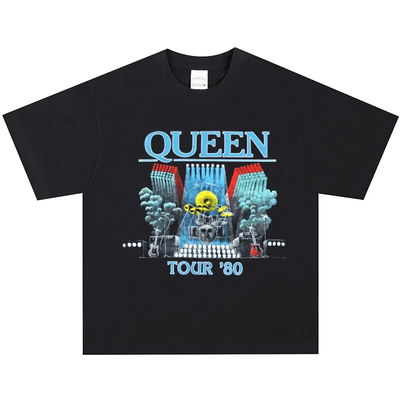 

In 2025, Queen's Rock American Retro T-shirts Are A Major Streetwear Vintage Short-sleeved and Long-sleeved