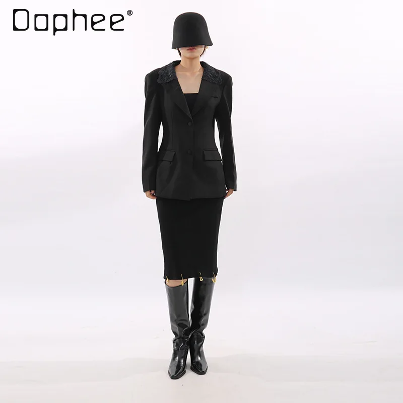 جديد خريف 2025 سترات مثيرة للفتيات المثيرة بتصميم عتيق للتخسيس الراقية من الدانتيل بدون ظهر للنساء سترة عصرية فريدة من نوعها OL