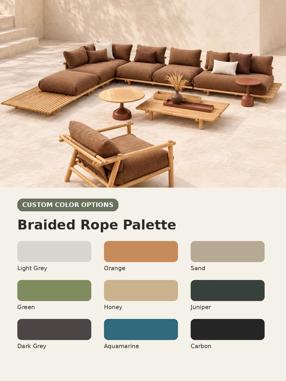 Weather Luxury Teak Frame PE Rattan Waterproof Sofa Set Outdoor Furniture Perfect For Garden Patio Poolside Beach Hotel