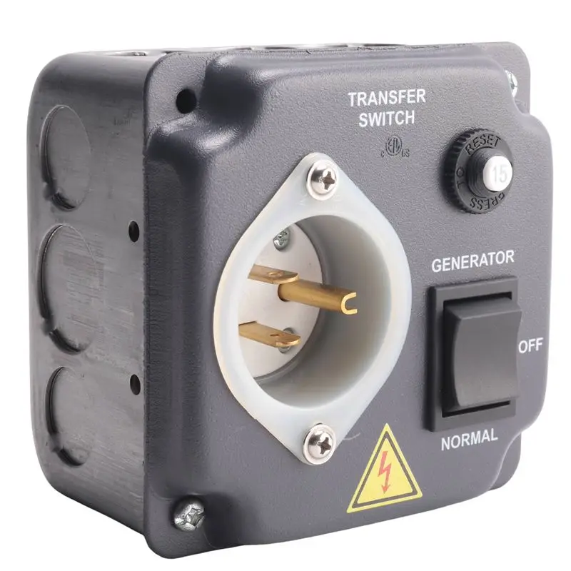 

AC54-Generator Transfer Switch Weatherproof Transfer Switch Pre-Wired With Circuit Breaker For RV, 15A 125V US Plug