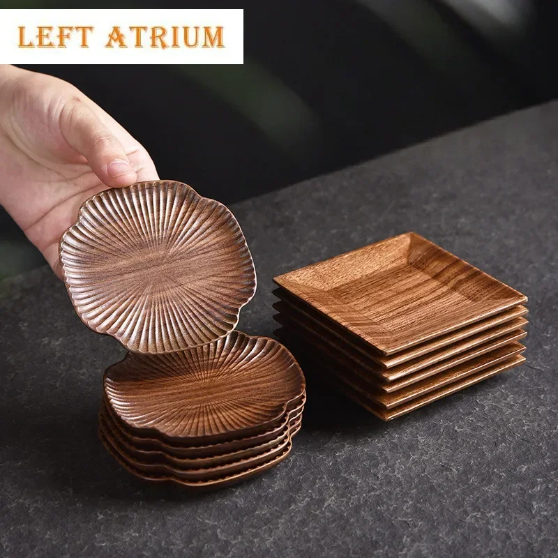 

1/6pc Handamde Walnut Wood Coasters Creative For Coffee Cups Household Anti-scald Placemats Tieguanyin Chinese Teaset Decoration