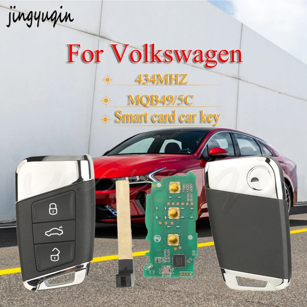 

jingyuqin для Volkswagen MQB49/5C 434 МГц 3 кнопки смарт-карта пульт дистанционного управления ключ совместимый автомобиль cdurable и надежный БЕЗ ЛОГОТИПА
