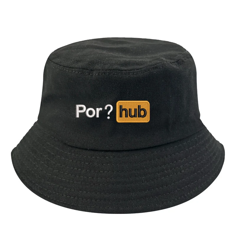 Custom Text Embroidered P hub men Adult bob Bucket hats non reversible Hats Cotton Outdoor women Porhub bob Hats Fisherman cap