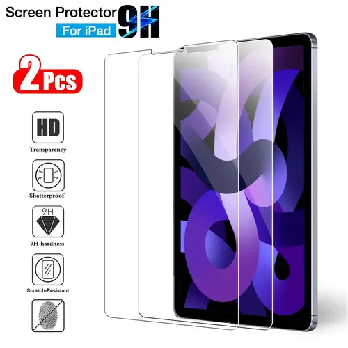 2 uds cubierta protectora de pantalla de vidrio templado para iPad Air 5 4 Pro 11 12,9 Ipad 9th 10th 8th 7th 6th 5th Gen Mini 6 5 4 9,7 película