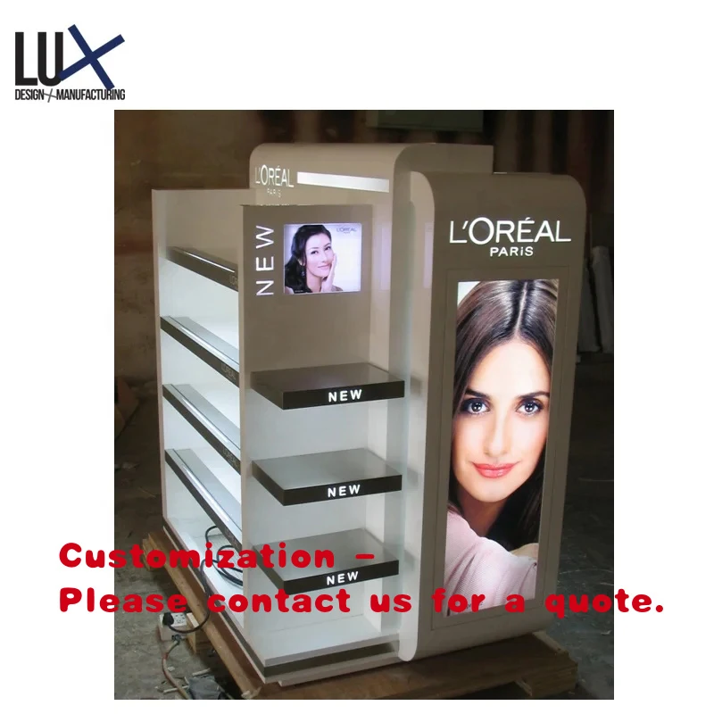 

custom.Design Luxury Style Commercial Sectional Cosmetic Store Display Stand with Multi-Material Construction