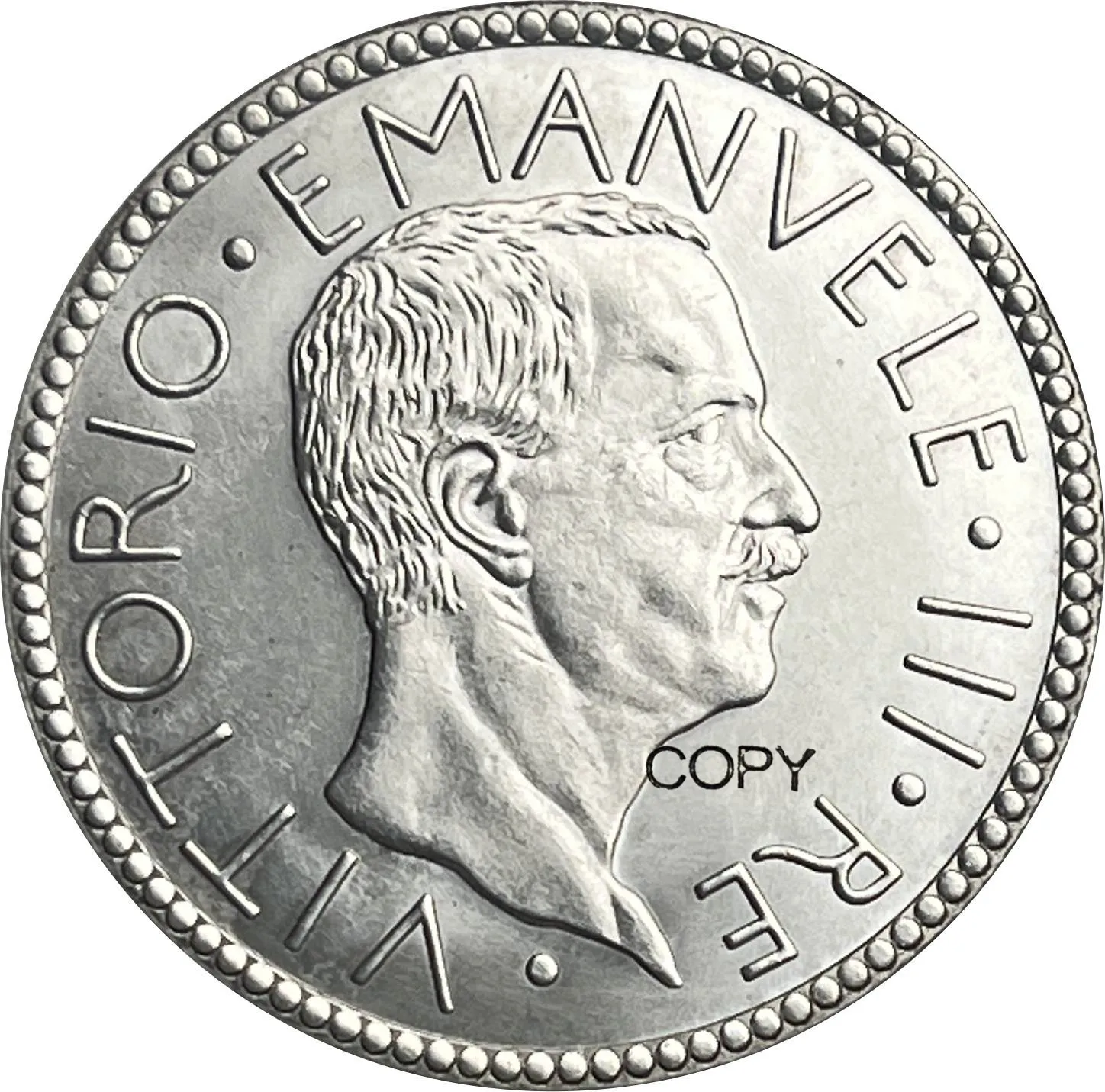 Italy 1927 20 Lire Vittorio Emanuele III Head King Italia Cupronickel Silver Plated Copy Coin Antique Collection Commemorative