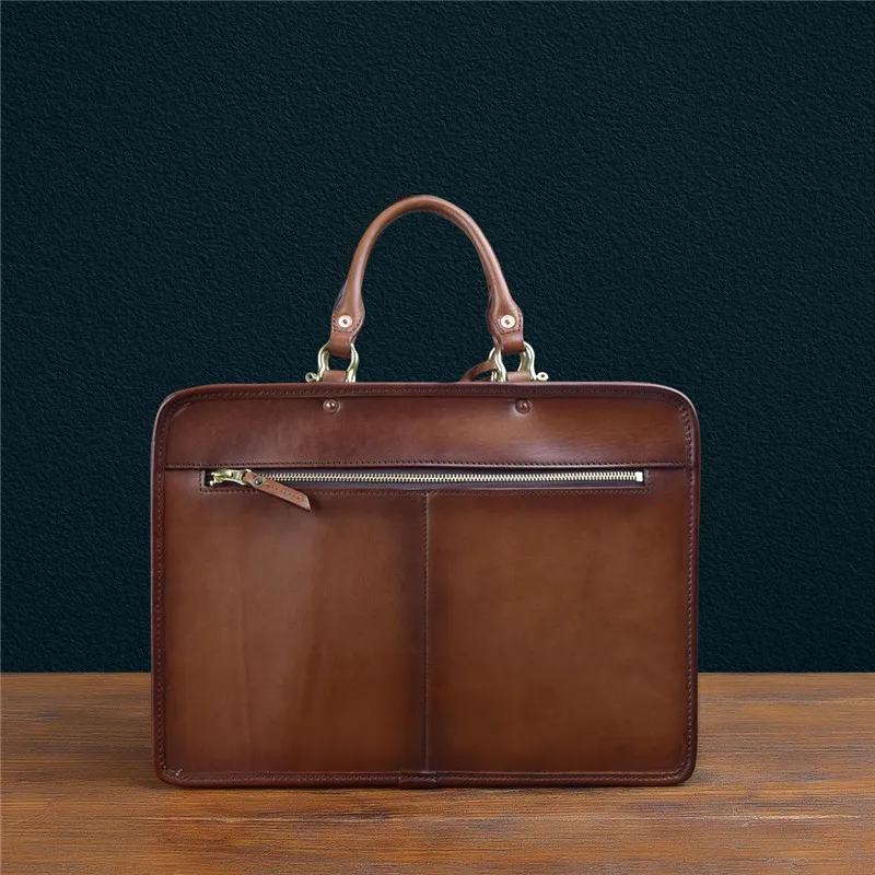 Business vintage designer fatto a mano in vera pelle da uomo valigetta da donna borsa per laptop di grande capacità borsa a tracolla antifurto