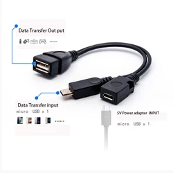 2 w 1 kabel OTG zamiennik dla kija przeciwpożarowego 4K kompatybilny z telefon z systemem Android tabletem Micro USB Host z zasilaniem Micro USB