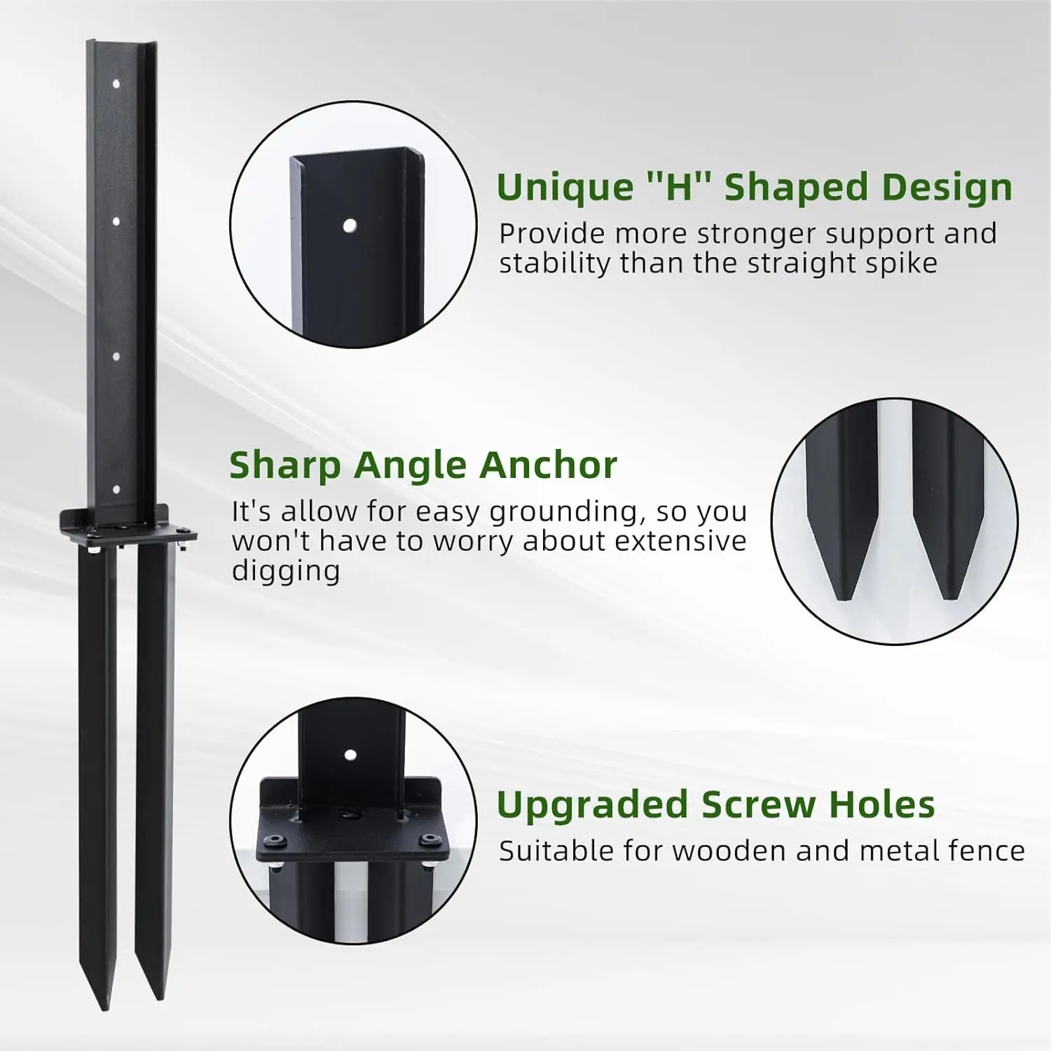 2/4 Pack Fence Post Repair Kit For Fixing Leaning Wooden Post Tilted/Broken Posts Steel Fence Anchoring Stakes Post Repair Kit