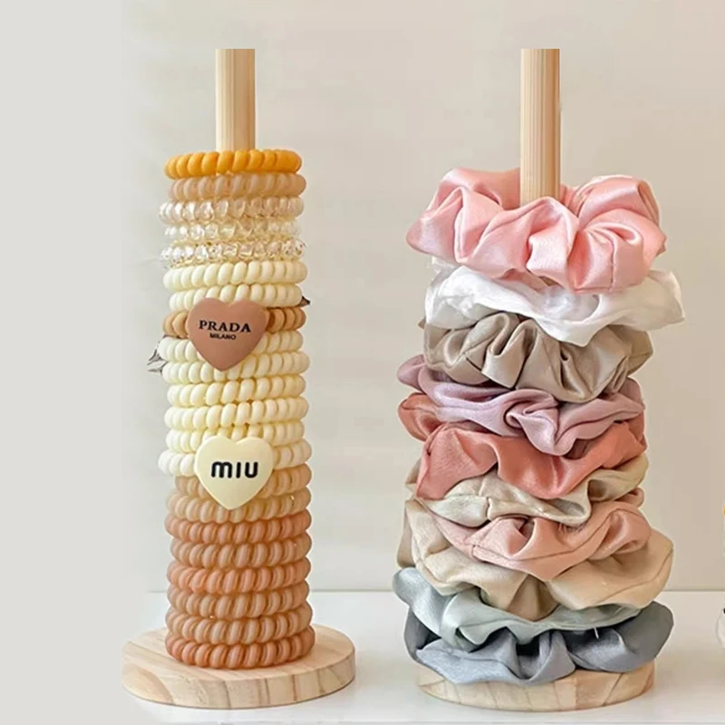 خشبية رباط شعر حامل الأطفال شريط مطاطي الشعر حبل اكسسوارات تخزين الرف عرض الرف لغرفة المعيشة الغزل الكرة Holde #3