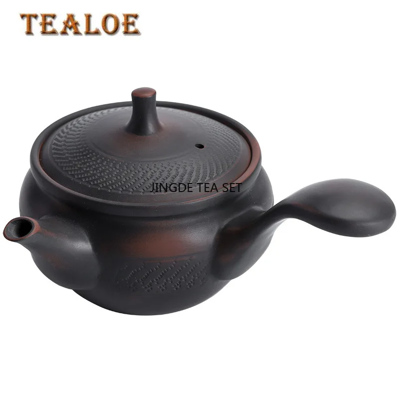 مقبض جانبي من الفخار الأرجواني إبريق شاي من السيراميك Pu erh معدات صنع الشاي طقم شاي الكونغ فو الصيني