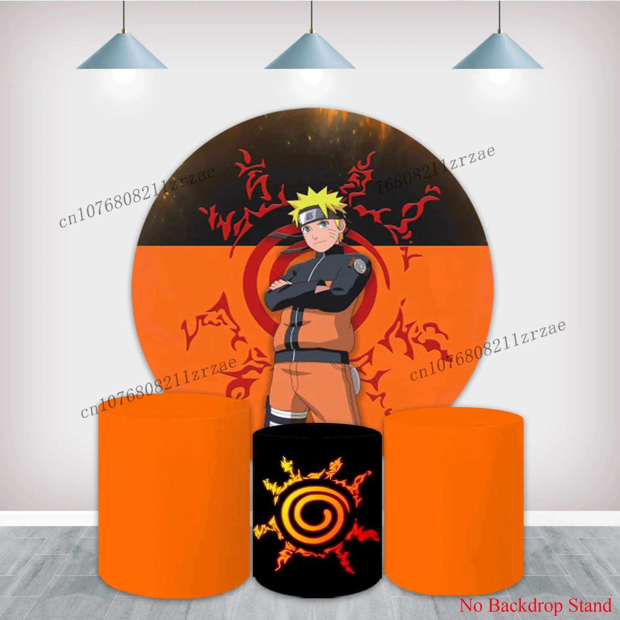 Cubierta de fondo redondo de Naruto para niños, decoraciones para fiesta de feliz cumpleaños, pancarta para Baby Shower, accesorios de fotografía de pared de fondo