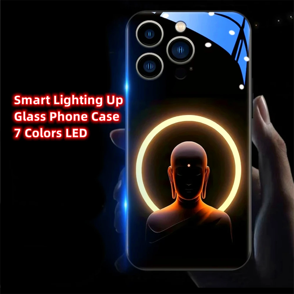 Buddhaland Gleams Design Schallgesteuerte LED-Blitzhüllen Leuchtende Glasabdeckung für Samsung S26 S25 S24 S23 S22 S21 FE Plus Ultra – Detail 13