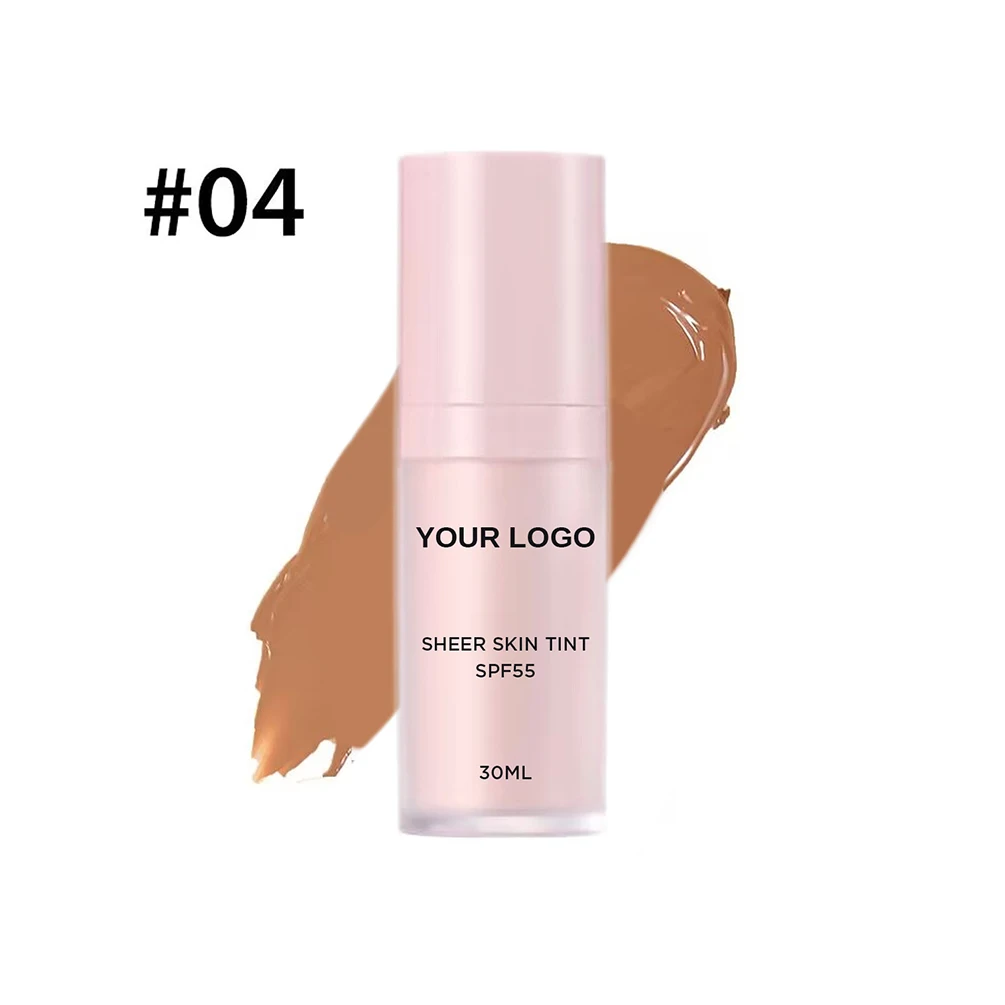 Private Label Sheer Skin Tint Custom Logo Waterproof 14 Shades SPF55 Protective Moisturizer Concealer Face Makeup Pink Package