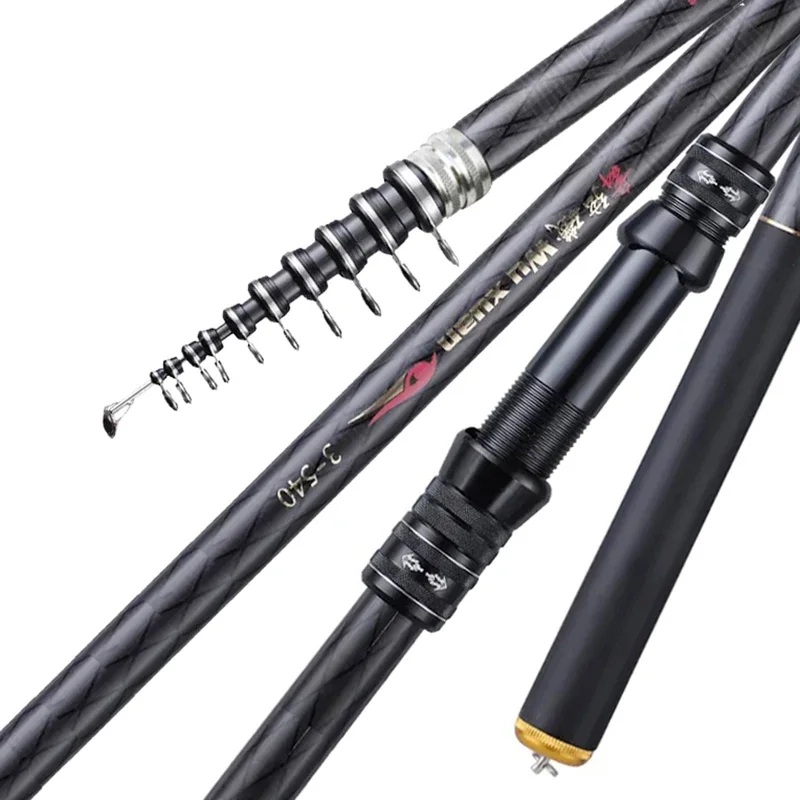 2.7M 3.6M 4.5M 5.4M 6.3M 7.2M Carbon Telescopic Rock Fishing Rod Ultra Light Rod Lure Carp Travel Ocean Spinning Fishing Rod