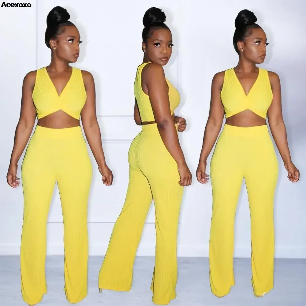 

Summer new women's fashion casual sexy mid-waist solid color suit trousers two sets