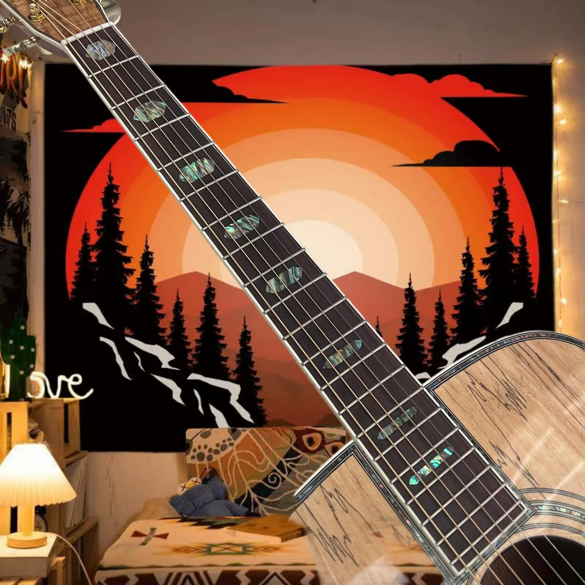2026 New Luxury D Solid Top Folk Guitar Ebony Neck Shell Material Shell Material Handcrafted Free Delivery Charges Complimentary