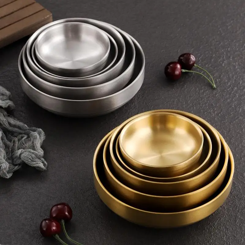 1Pcs Stainless Steel Thickened Double Layer Small Dipping Bowl Sauce Dish