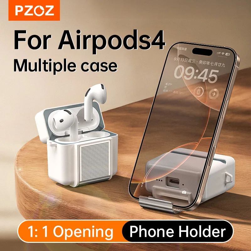 PZOZ Für Apple AirPods 4 Pro 1 2 Kopfhörerhüllen Magnetische Schutzhülle mit Metallhalterung Mit Telefonhalter Silikonhülle