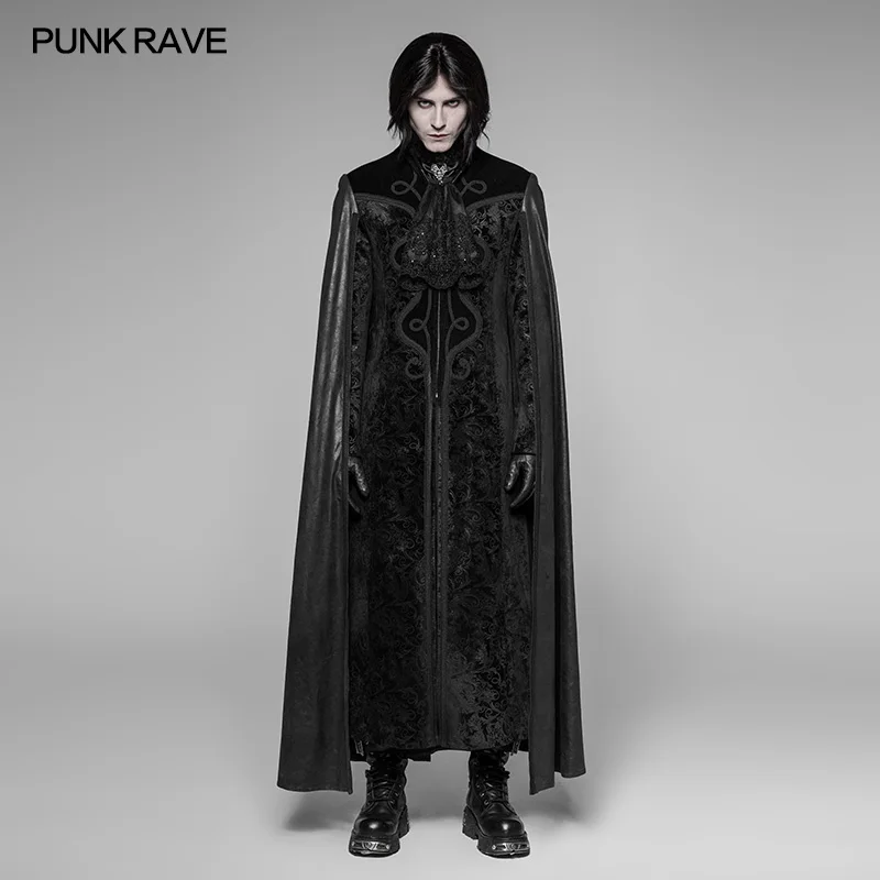 

Punk Rave Gothic Night Black Count Retro Death Vampire Cloak Long Coat Cosplay Performance Clothing WY934