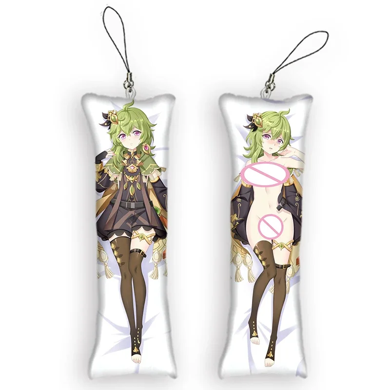 

New Pattern Collei Mini Dakimakura Keychain Cute Anime Key Chain Genshin Impact Theme Cos Small Pillow Decor Pendant Otaku Backp