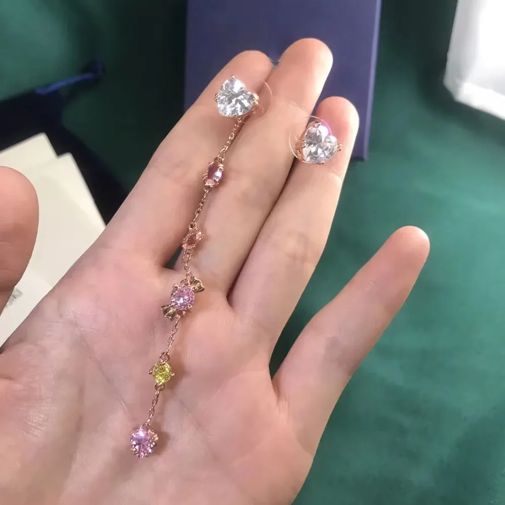 الأصلي 2025 سحر الوردي زهرة أقراط مجموعة مجوهرات فاخرة للنساء زهرة قلادة القلب سوار هدية رومانسية