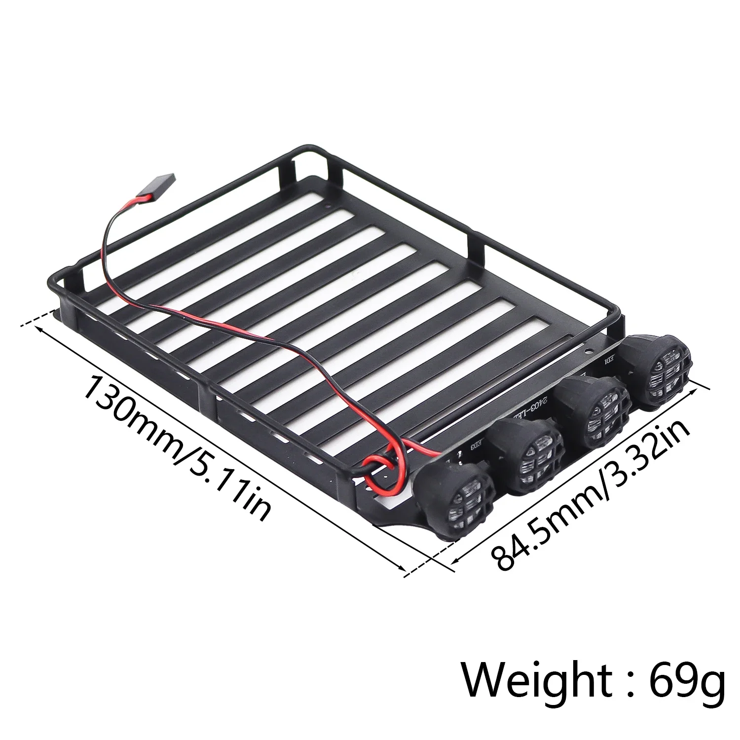 Metal Roof Spotlight Rack Luggage Rack With 4 Led For 1/18 RC Crawler Car Traxxas Trx4m Bronco Defender AX-8560 Simulation Parts