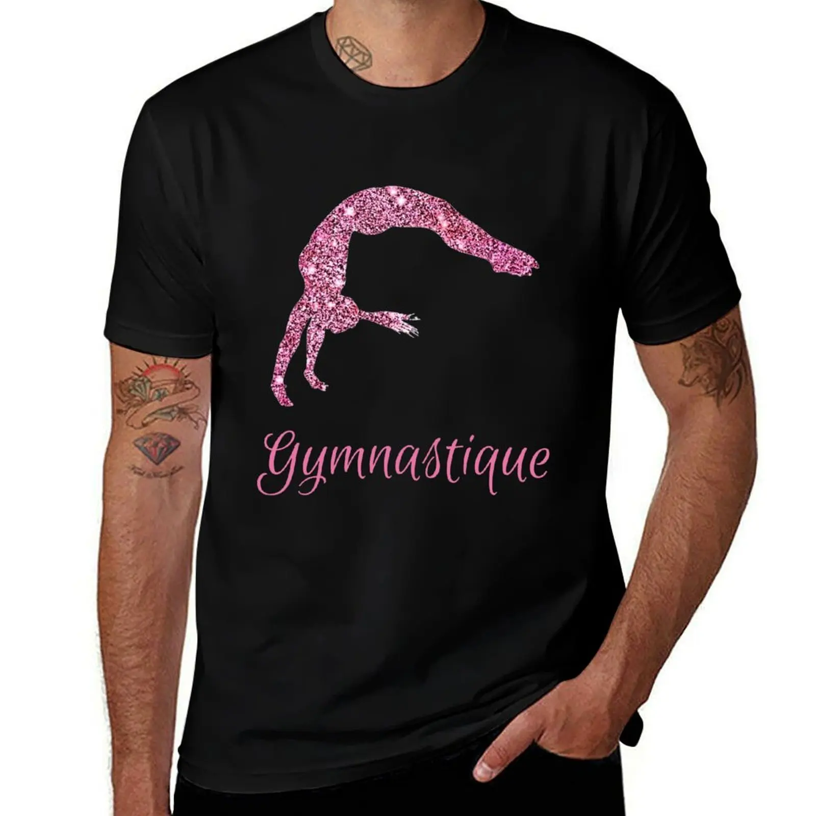 Gymnastique (Gymnastics in French) Pink Shimmer Power Tumbling T-Shirt Functional Casual Short Sleeve Tee