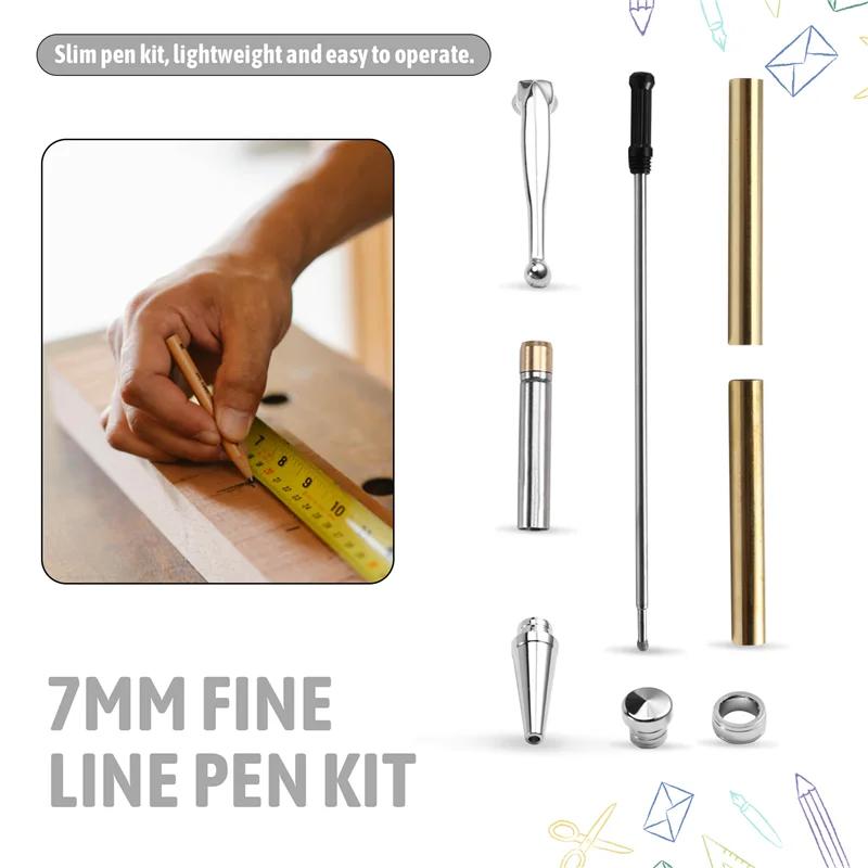 

10 Set Slimline Pen Kit 7Mm With Refills, Assorted Colors, DIY Wood Turning Lathe Supplies For Crafting Gifts