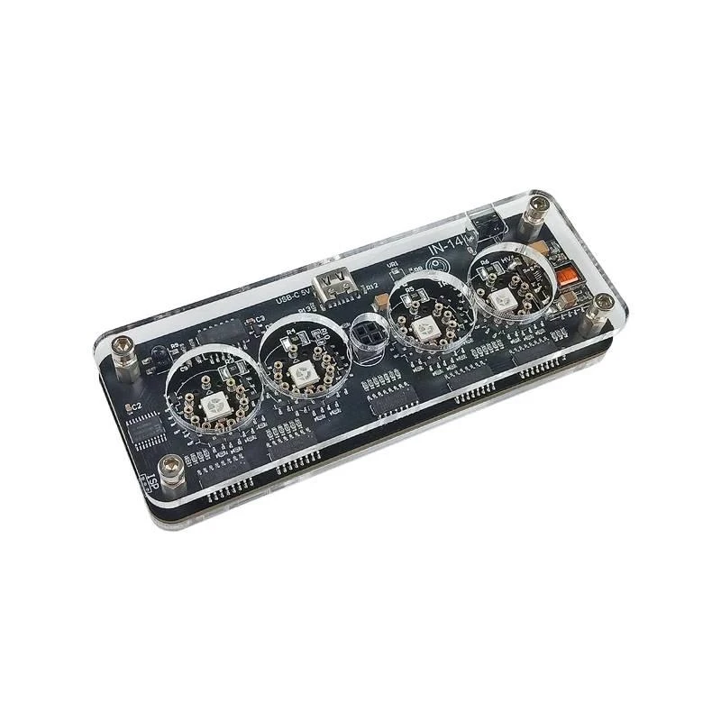 

Усовершенствованная версия 4-битных часов IN-14 Nixie на лампах Никси, ретро-стиль стимпанк, вакуумные лампы, DIY аудиоусилитель, красочная фоновая подсветка