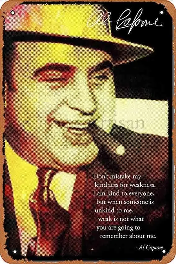 Al Capone And Poster Wall Art Gift Friend Vintage Metal Tin Sign Metal Sign for Garden Club Outdoor Indoor Home Wall Decorative