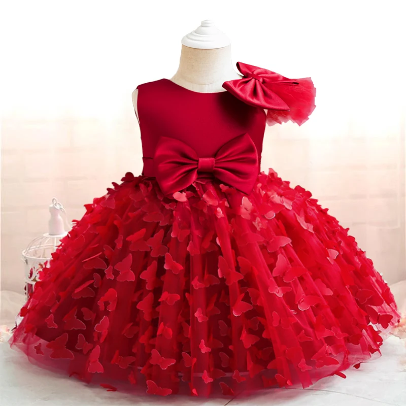 Baby Girl Dress Princess Christening Costume Toddler Kids Party Dresses Butterfly Bowknot Birthday Wedding Ball Gowns 0-5 Years