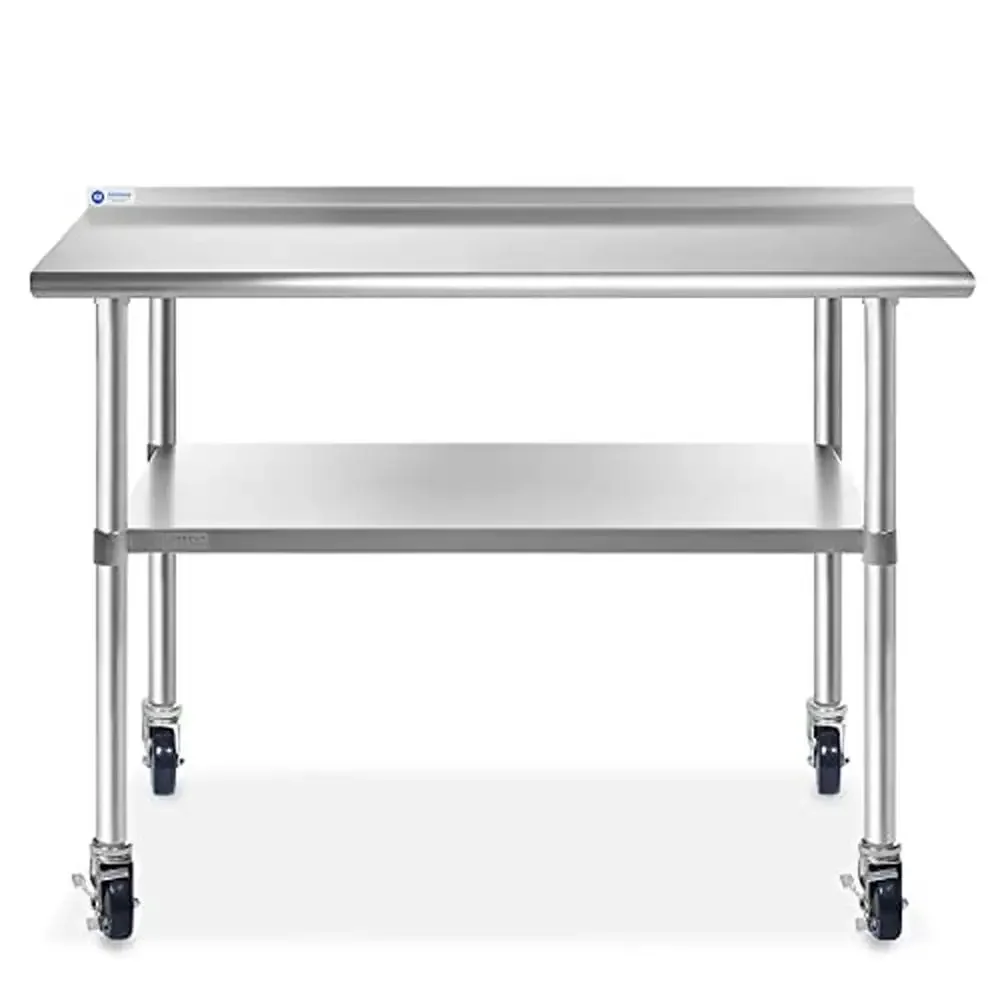 Commercial Stainless Steel Work Table 72x30 with Backsplash and Wheels