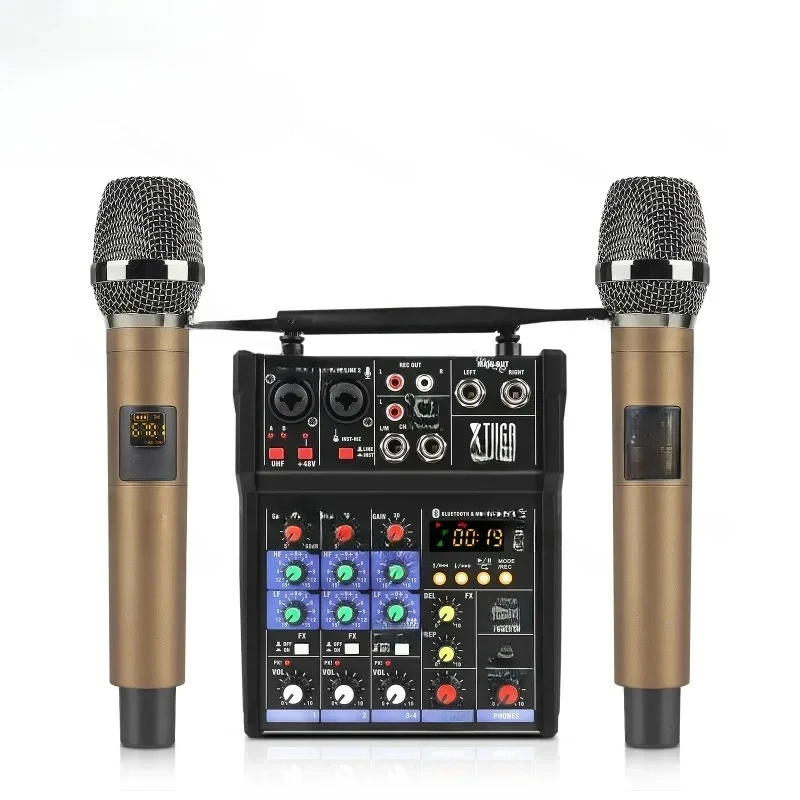 48V Interface Usb Sound Mixing 4 Channels Music Microphone Studio Controller Audio Console Video Digital Dj Mixer With Mic