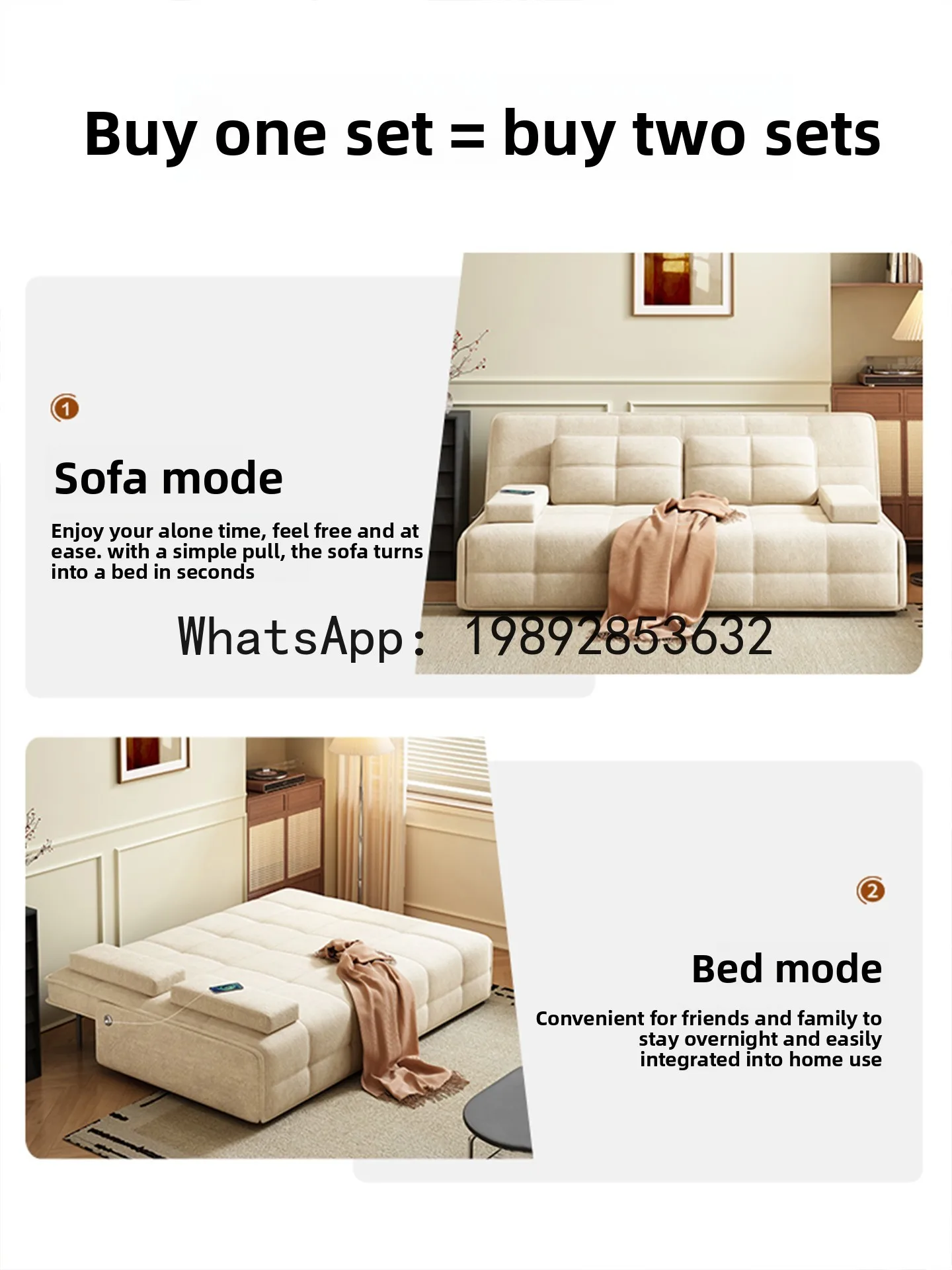 Cream Style Sofa Bed, Dual-use for Small Apartments, Single Person Sofa Suitable for Long-term Sleeping in the Living Room