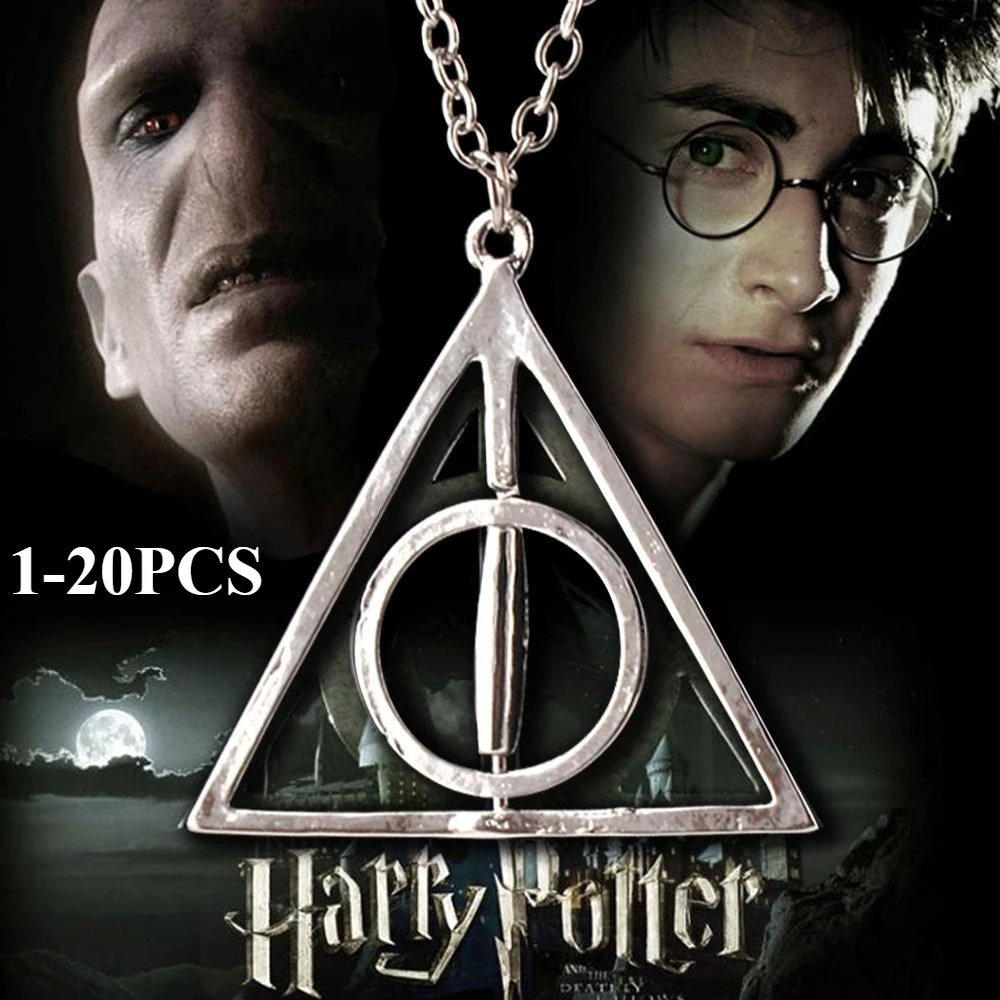 The Deathly Hallows Pendant Action Toy FiguresMovie Trendy Jewelry Chain Women Men Accessary Choker Collares Triangle Necklace