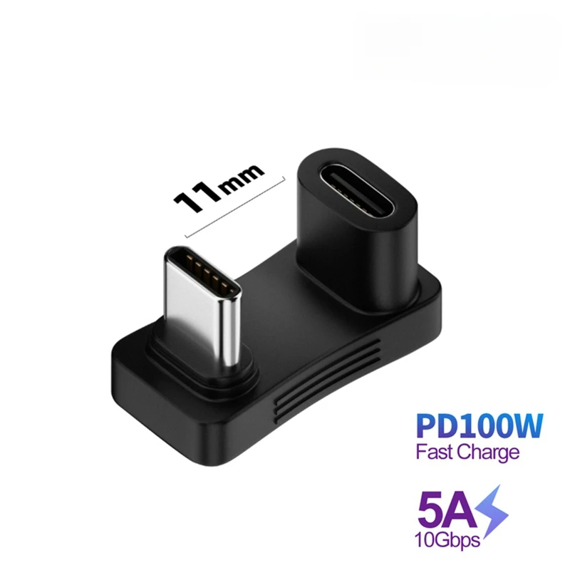 180 Degree U-shaped 100W USB 3.2 Type C Male to female 1 to 2 Adapter OTG 10Gbps Fast Data 4K Tablet USB-C Charging Converter