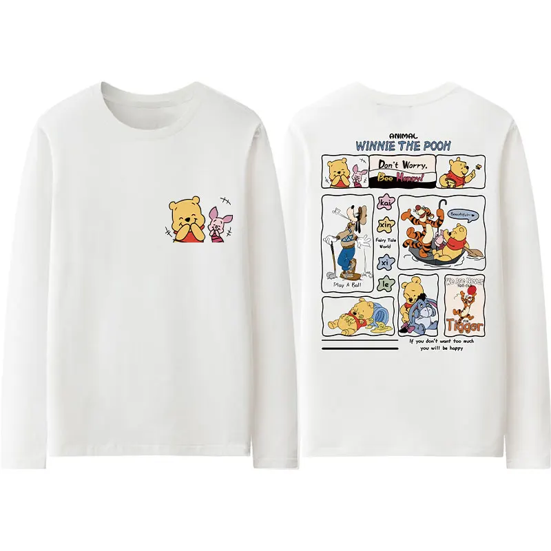 Cartoon Disney Winnie the Pooh T-shirt Winter Anime Peripheral Fashion Versatile Men's/Women's Top Tigger Women's T-shirt