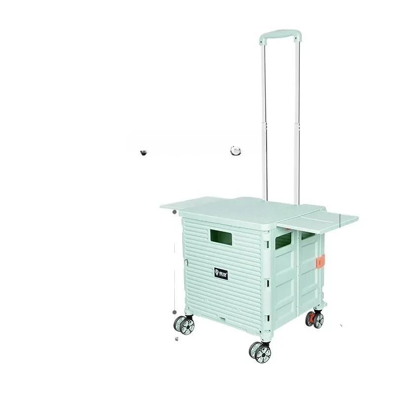 

TQH small pull cart household foldable pull rod cart aircraft wheel shopping cart with box trailer trolley