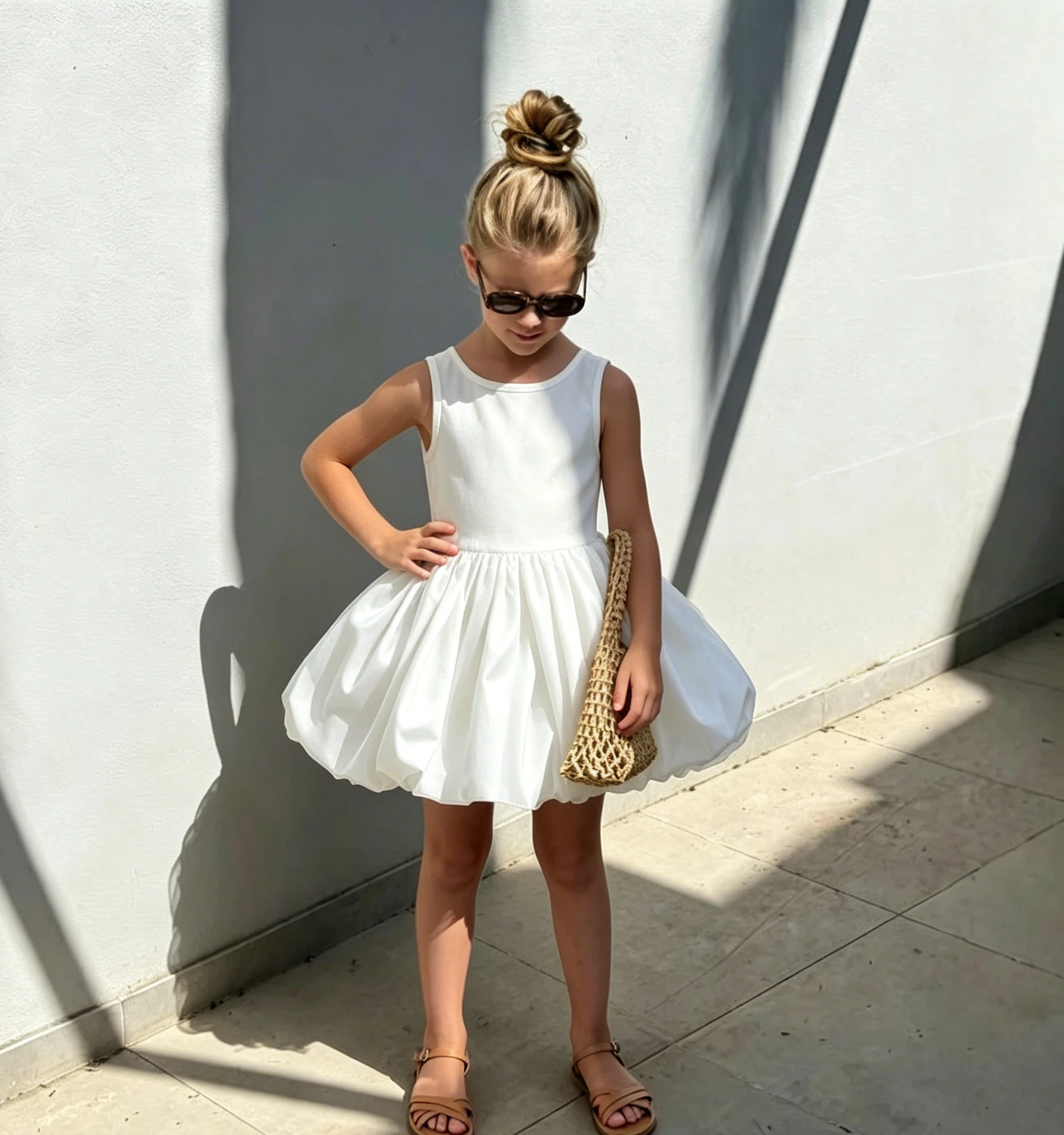 Neues Mädchen-Blütenkleid Ärmellos Kinderkleidung Mädchen Sommer-Prinzessinnenkleid Kleines Weißes Kleid – Detail 4
