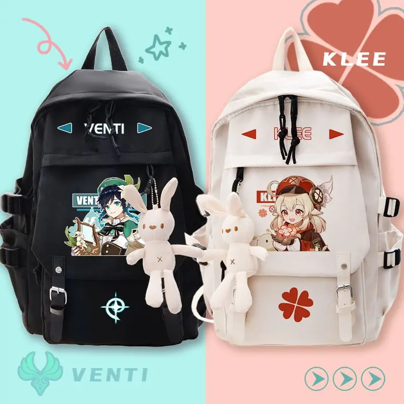 

Game Genshin Impact Klee cosplay Venti Fashion Backpack ZhongLi Couple Shoulder Bags School Bag Mochilas Student Backpack Gifts
