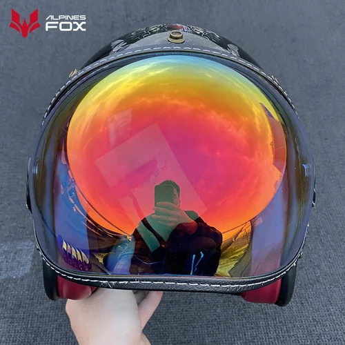 Imagen 2 del producto Universal cara abierta 3/4 casco visera lente burbuja motocicleta parabrisas Capacete lente a prueba de viento Vintage casco de motocicleta gafas