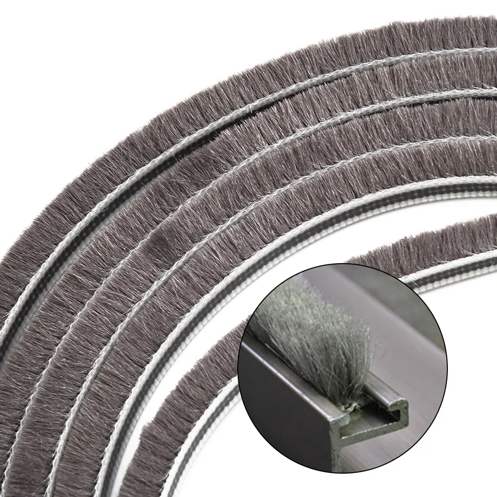 10M Draught Excluder Brush Cassette Fur Strip Aluminum Window Vertical Fur Acoustic And Dustproof Strip Seal Weatherstrip 5*6mm