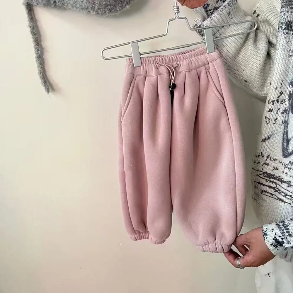

2-6 Years Children's Autumn and Winter Pants Boys and Girls' Thick Casual Pants Girls' Solid Color Trousers 90-130CM
