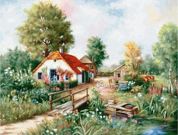 Country cottage 62-50 Cross Stitch Ecological Cotton Thread  Embroidery Home Decoration Hanging Painting Gift